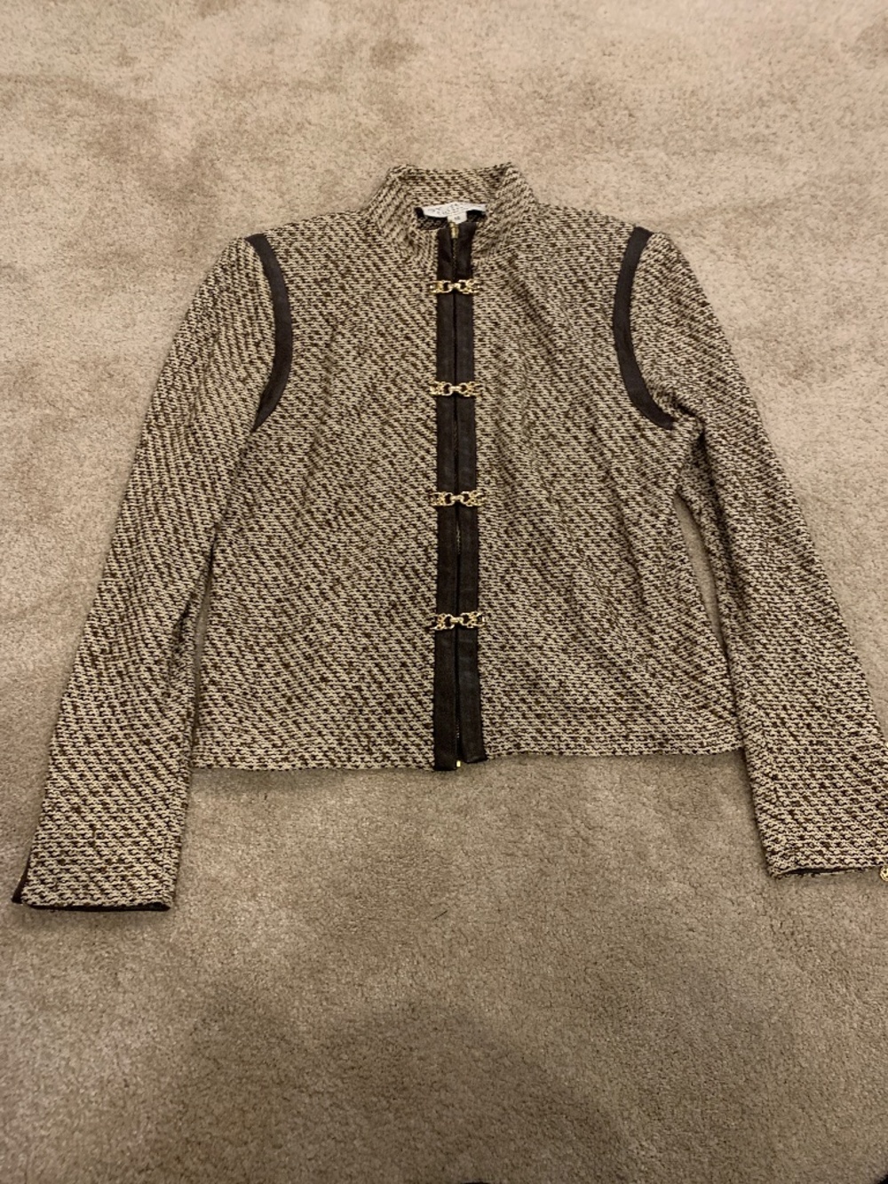 Women's Vintage St John Marie Gray Tweed Jacket Size 10
